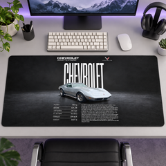Chevrolet Corvette Klasik Gümüş Afiş Mouse Pad - Y1604