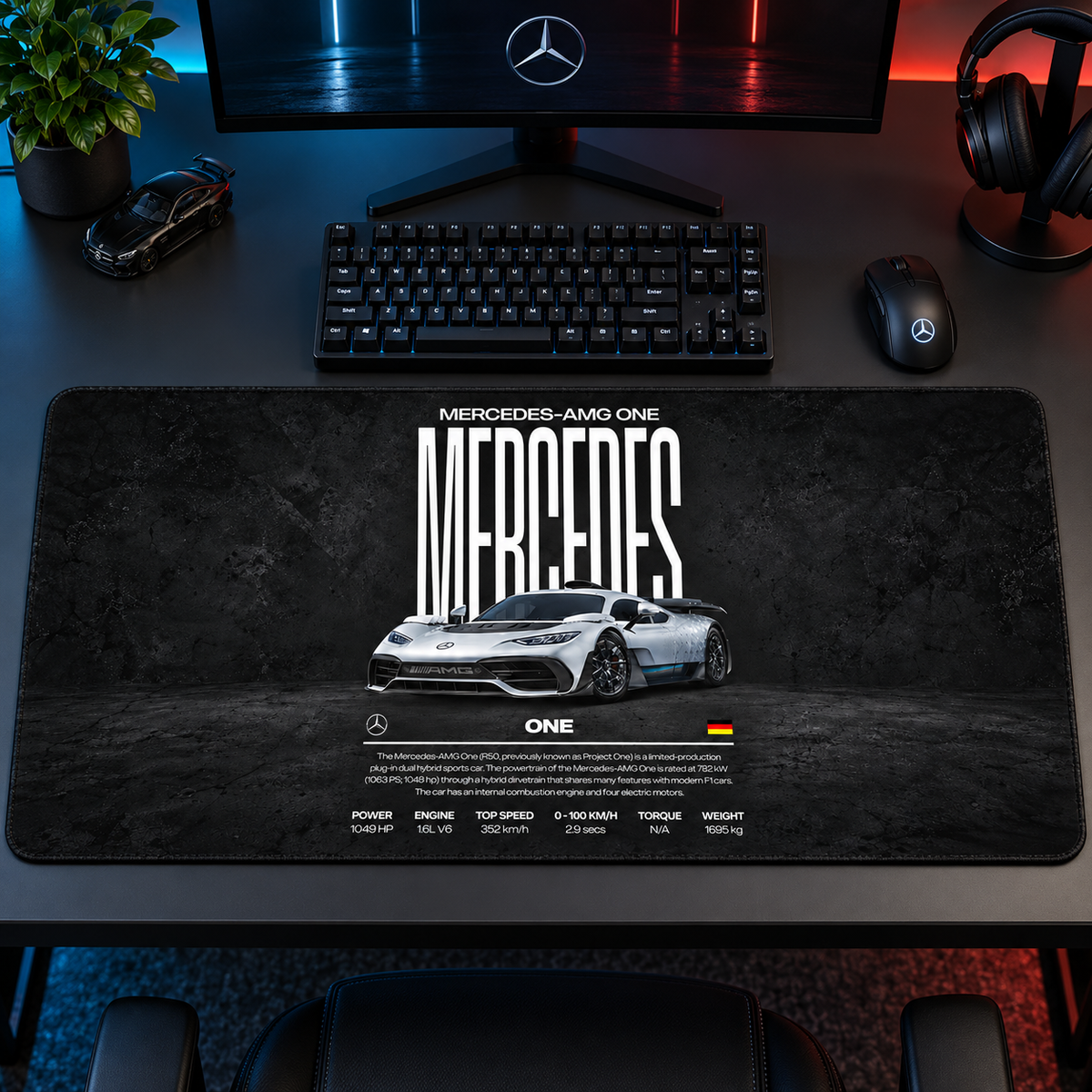 Mercedes-AMG ONE Siyah Teknik Afiş Mouse Pad - Y1606