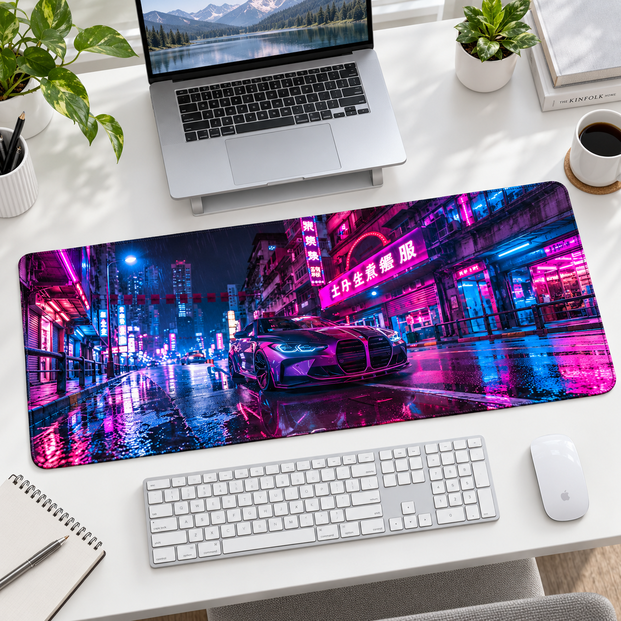 Neon Japon Caddesinde Spor Otomobil Mouse Pad - Y1613