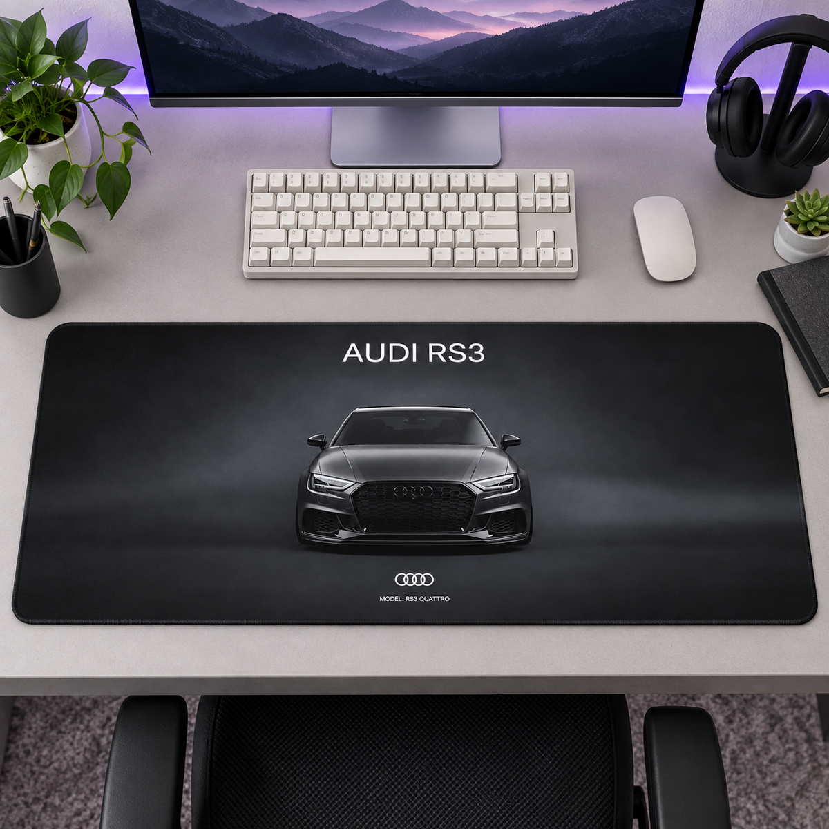 Audi RS3 Siyah Ön Görünüm Mouse Pad - Y1629