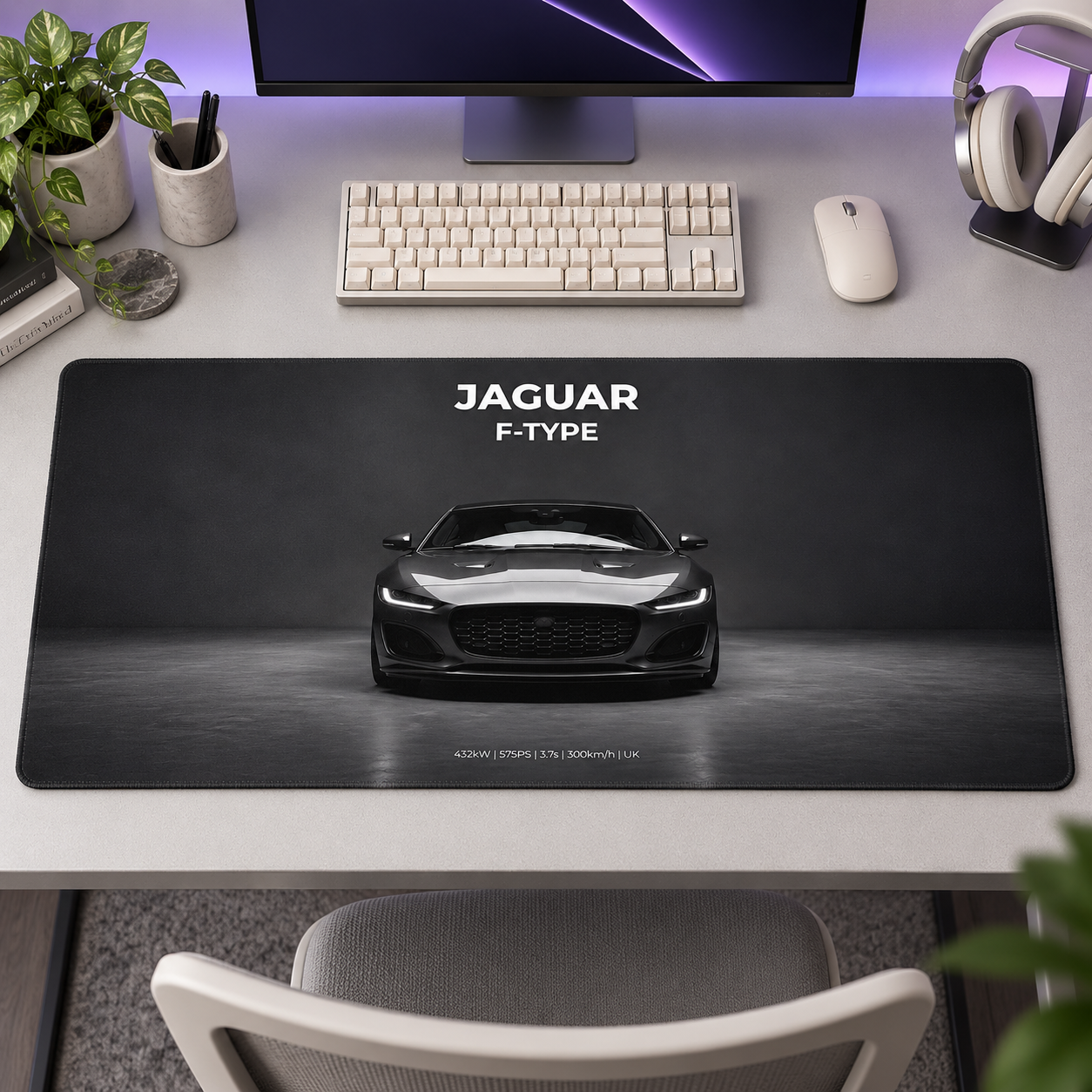 Jaguar F-Type Siyah Ön Görünüm Mouse Pad - Y1634