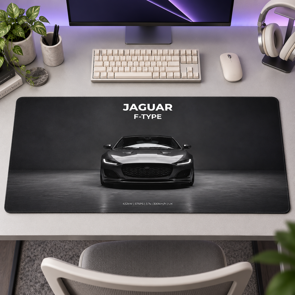 Jaguar F-Type Siyah Ön Görünüm Mouse Pad - Y1634