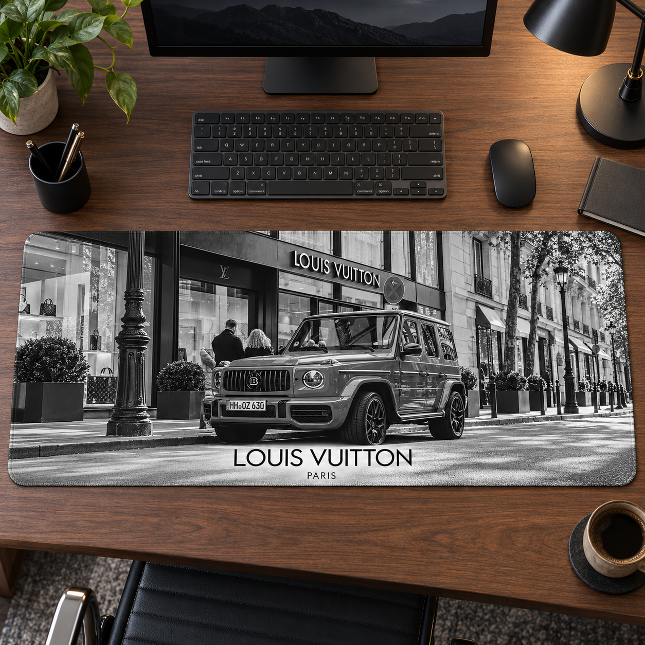 Klasik SUV Siyah Beyaz Şehir Mouse Pad - Y1637