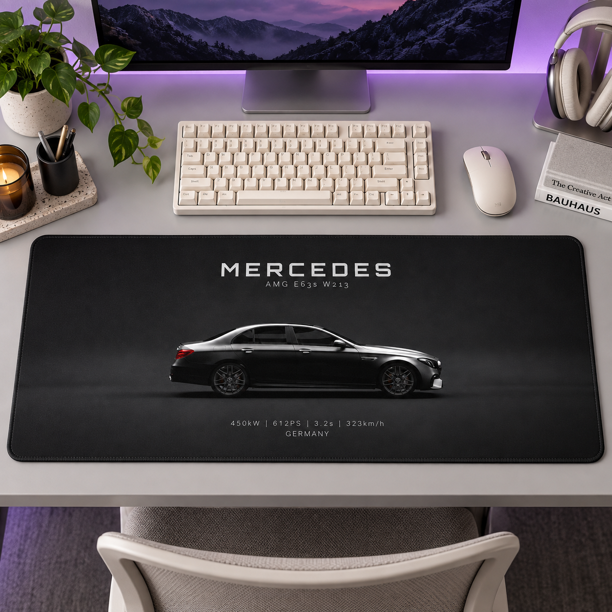 Mercedes Siyah Minimal Yan Profil Mouse Pad - Y1639
