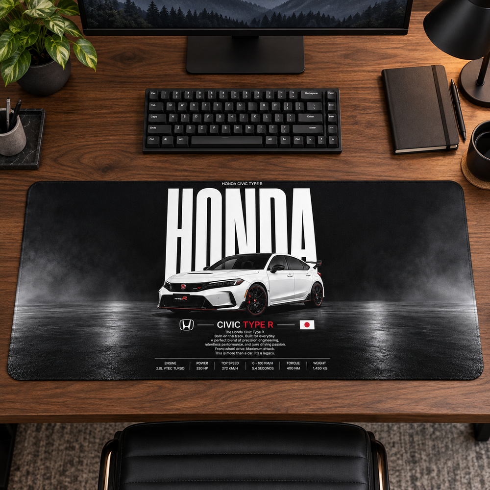 Honda Civic Beyaz Teknik Afiş Mouse Pad - Y1642