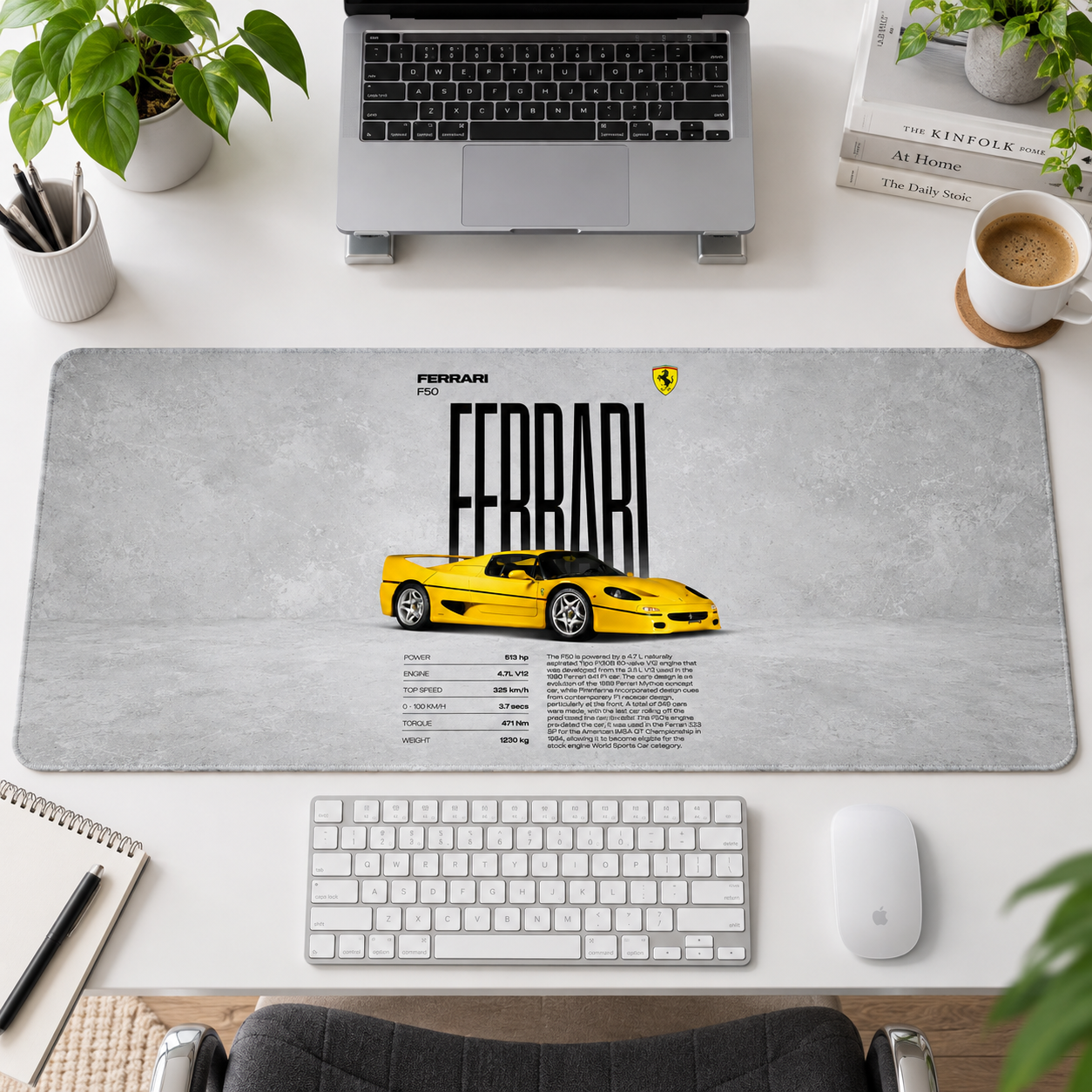 Ferrari Sarı Beyaz Teknik Afiş Mouse Pad - Y1648