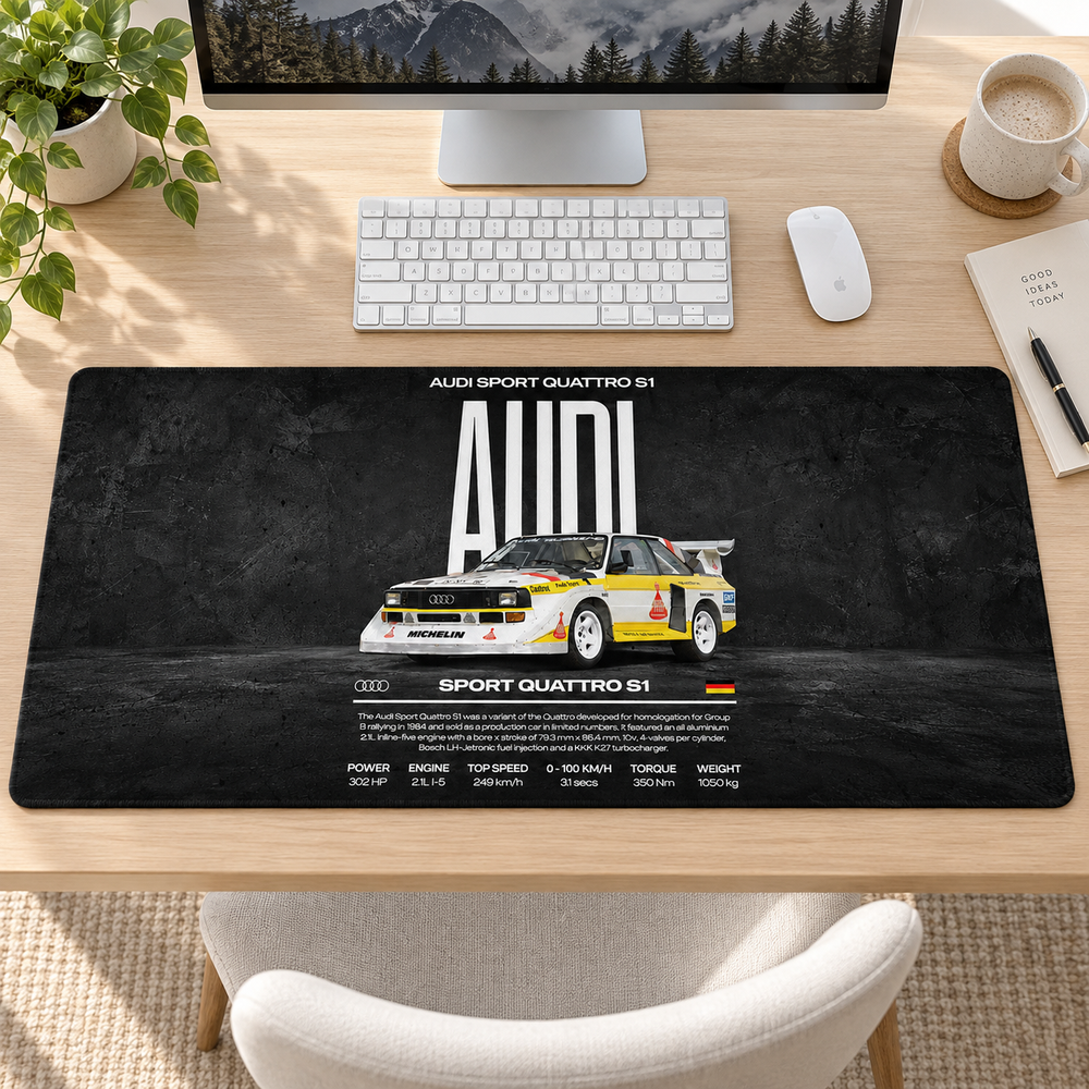 Audi Sport Quattro S1 Siyah Afiş Mouse Pad - Y1650