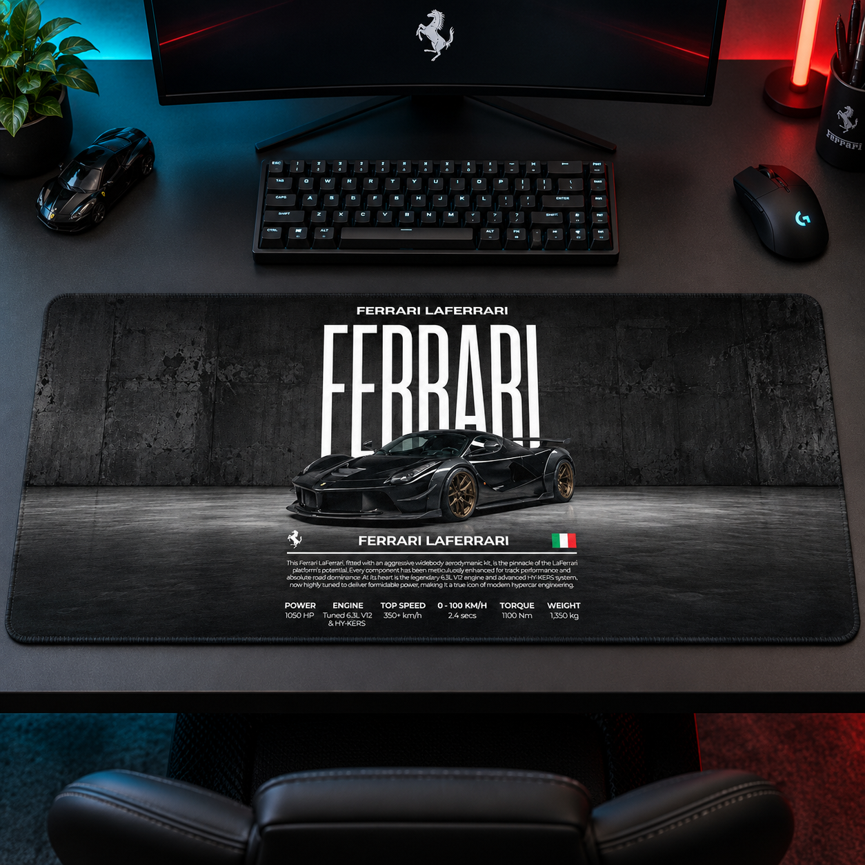 Ferrari LaFerrari Karanlık Teknik Afiş Mouse Pad - Y1651
