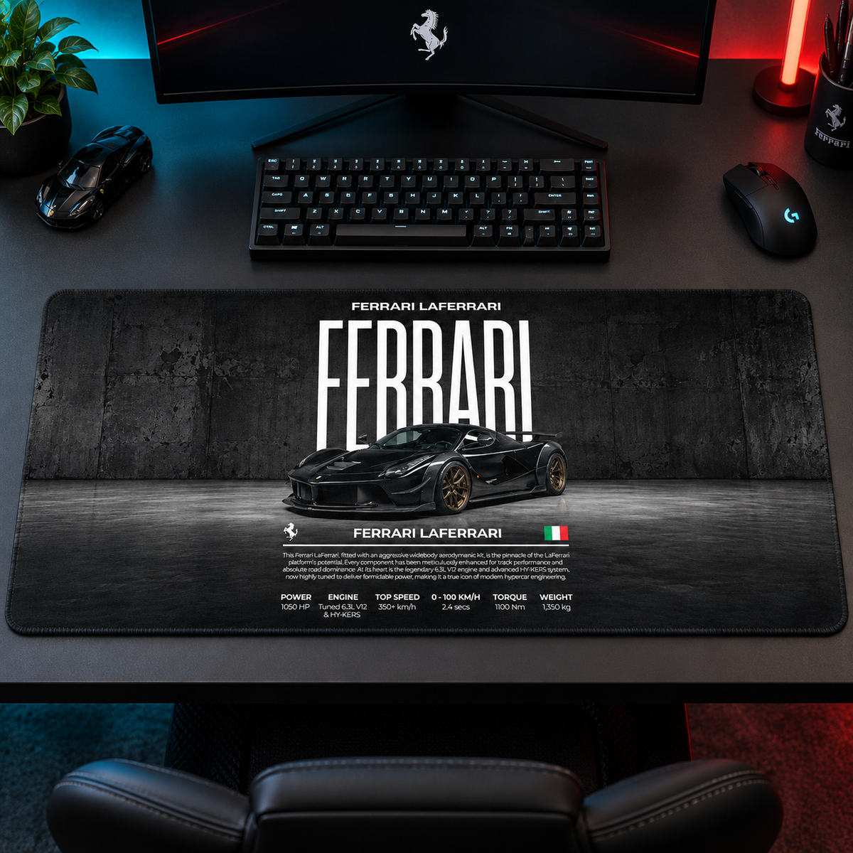 Ferrari LaFerrari Karanlık Teknik Afiş Mouse Pad - Y1651