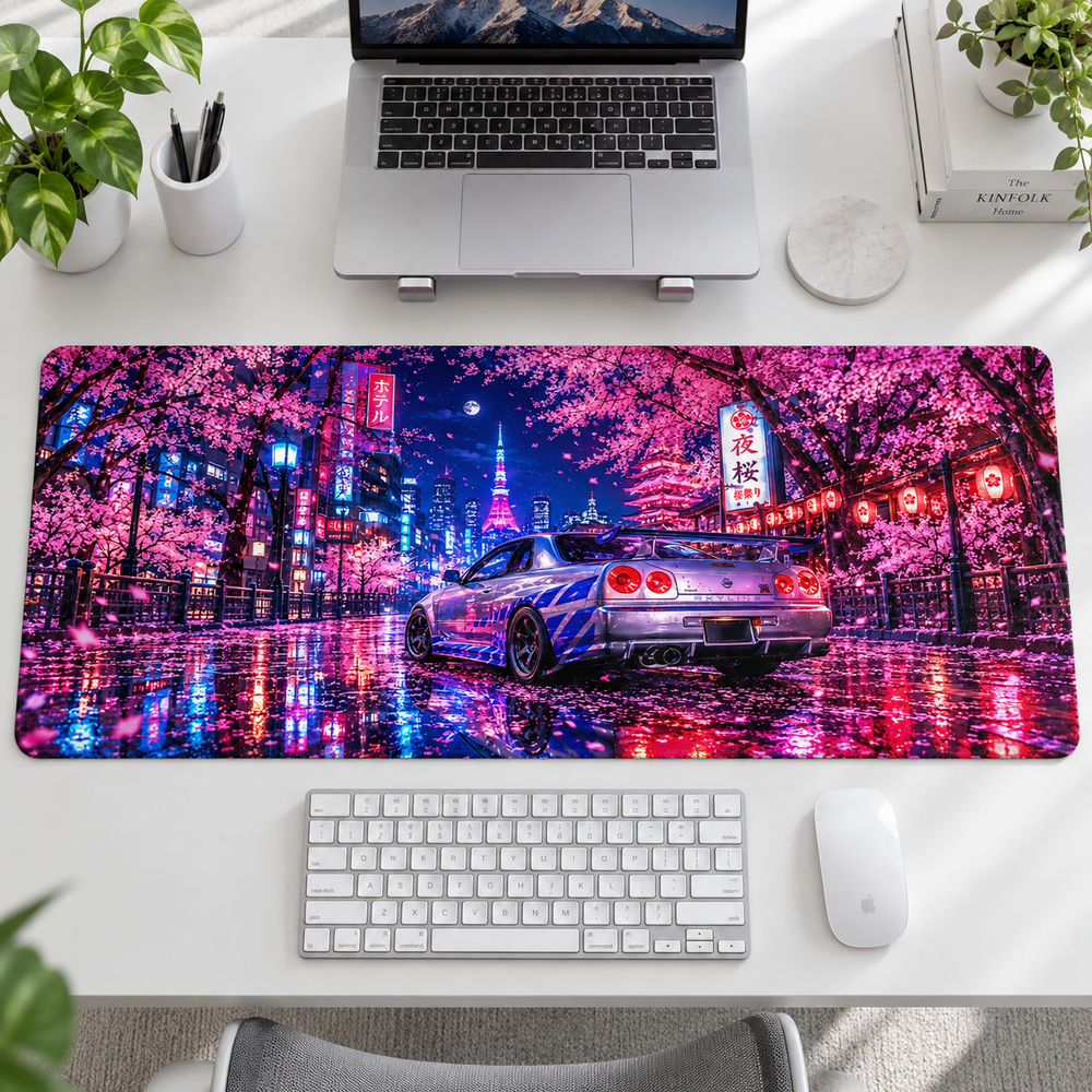 Sakura Şehri Mor Spor Otomobil Mouse Pad - Y1653