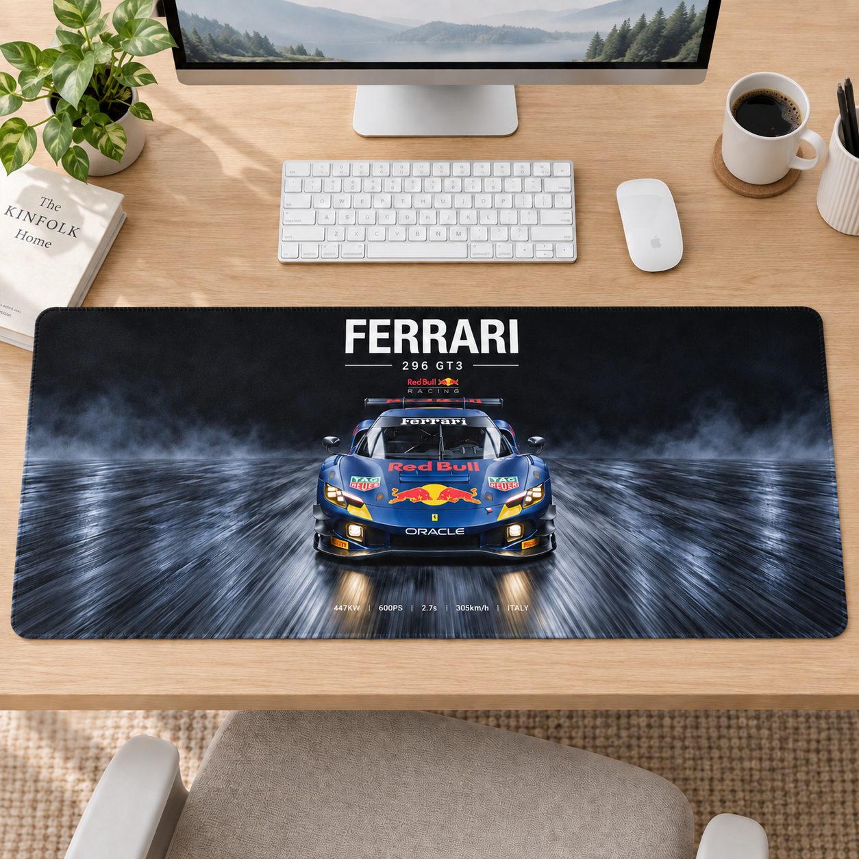 Ferrari Yarış Otomobili Mavi Stüdyo Mouse Pad - Y1665