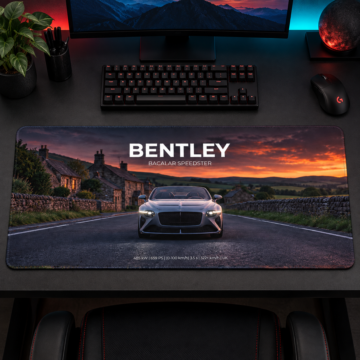 Bentley Kızıl Gün Batımı Yolu Mouse Pad - Y1666