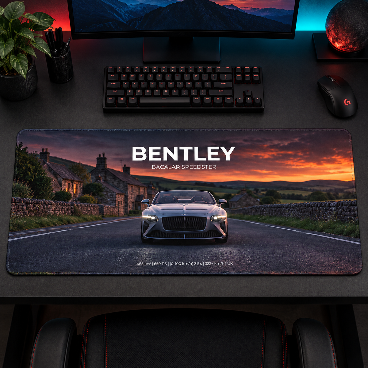 Bentley Kızıl Gün Batımı Yolu Mouse Pad - Y1666