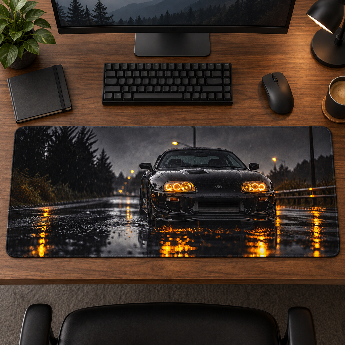 Sarı Farlar Islak Asfalt Mouse Pad - Y1667