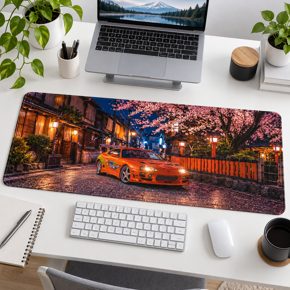 Turuncu Spor Otomobil Sakura Sokağı Mouse Pad - Y1668
