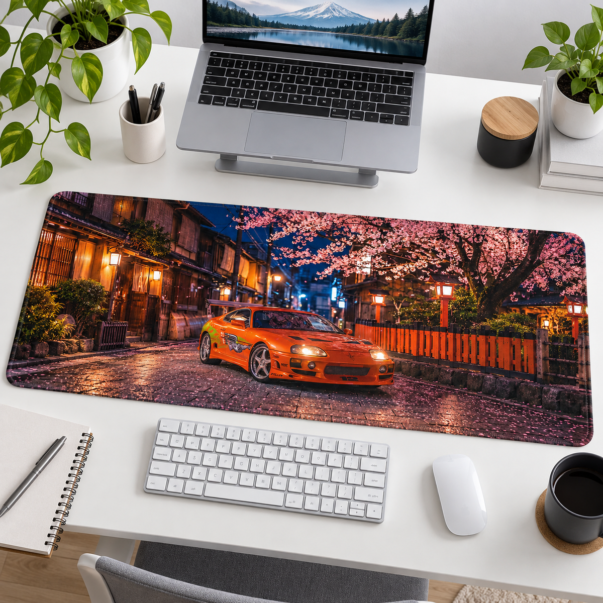 Turuncu Spor Otomobil Sakura Sokağı Mouse Pad - Y1668
