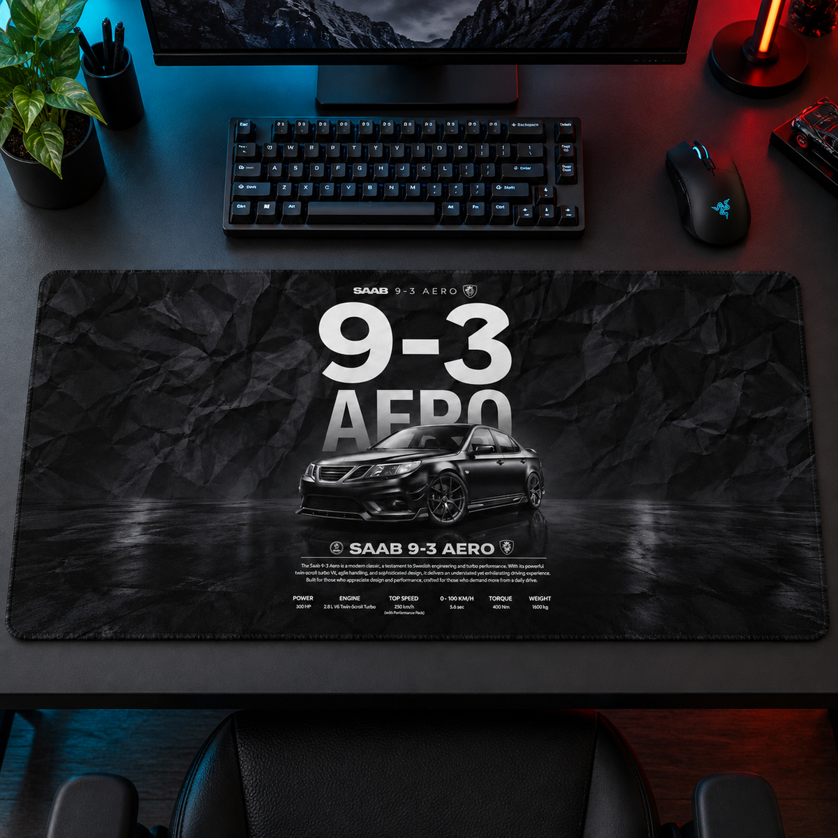 Saab 9-3 Aero Koyu Doku Afişi Mouse Pad - Y1676