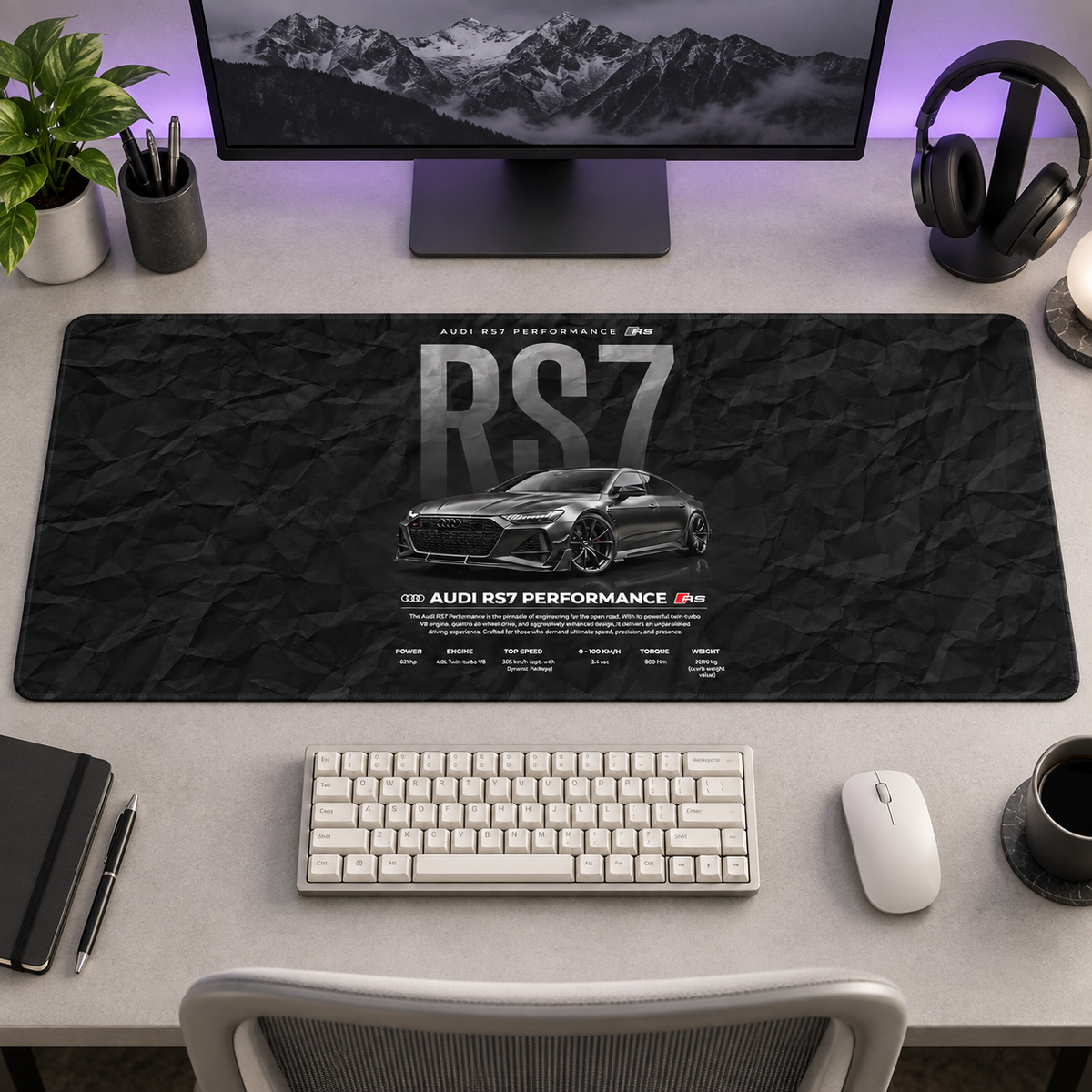 Audi RS7 Performance Siyah Afiş Mouse Pad - Y1679