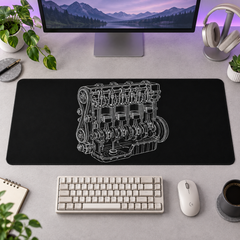 Motor Bloğu Beyaz Teknik Çizim Mouse Pad - Y1684