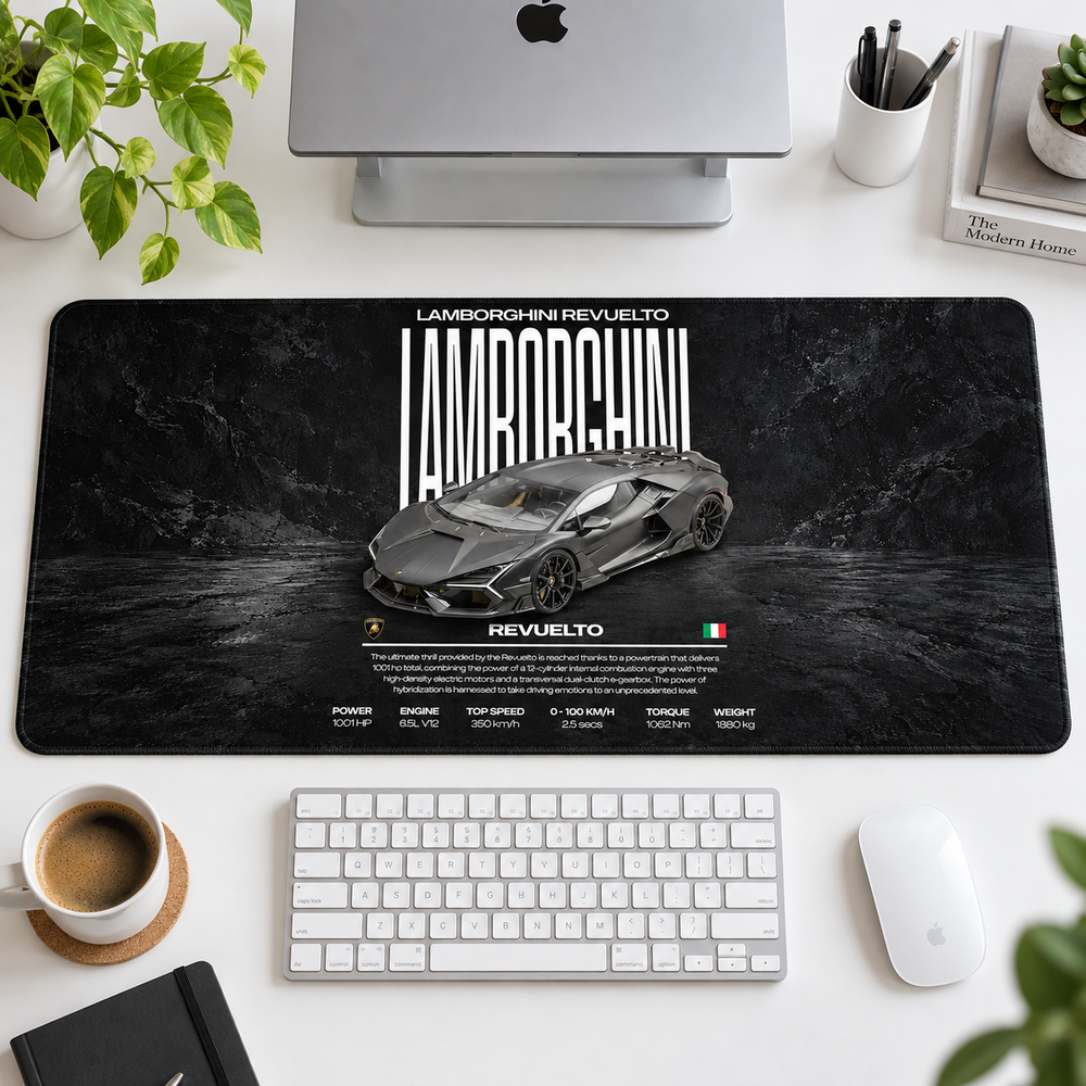 Lamborghini Revuelto Siyah Teknik Afiş Mouse Pad - Y1688