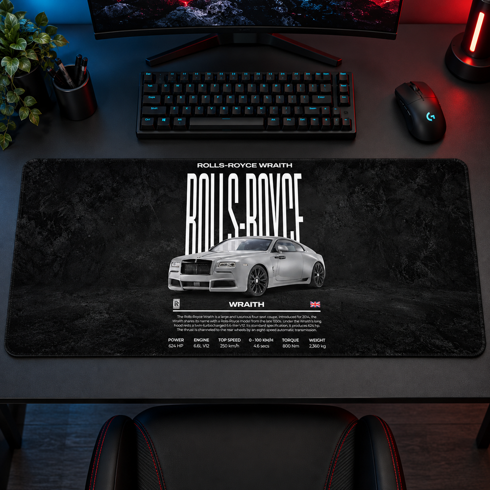Rolls-Royce Wraith Siyah Teknik Afiş Mouse Pad - Y1706
