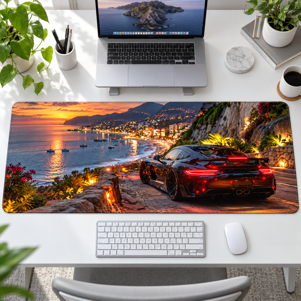 Süper Otomobil Akdeniz Gün Batımı Mouse Pad - Y1708