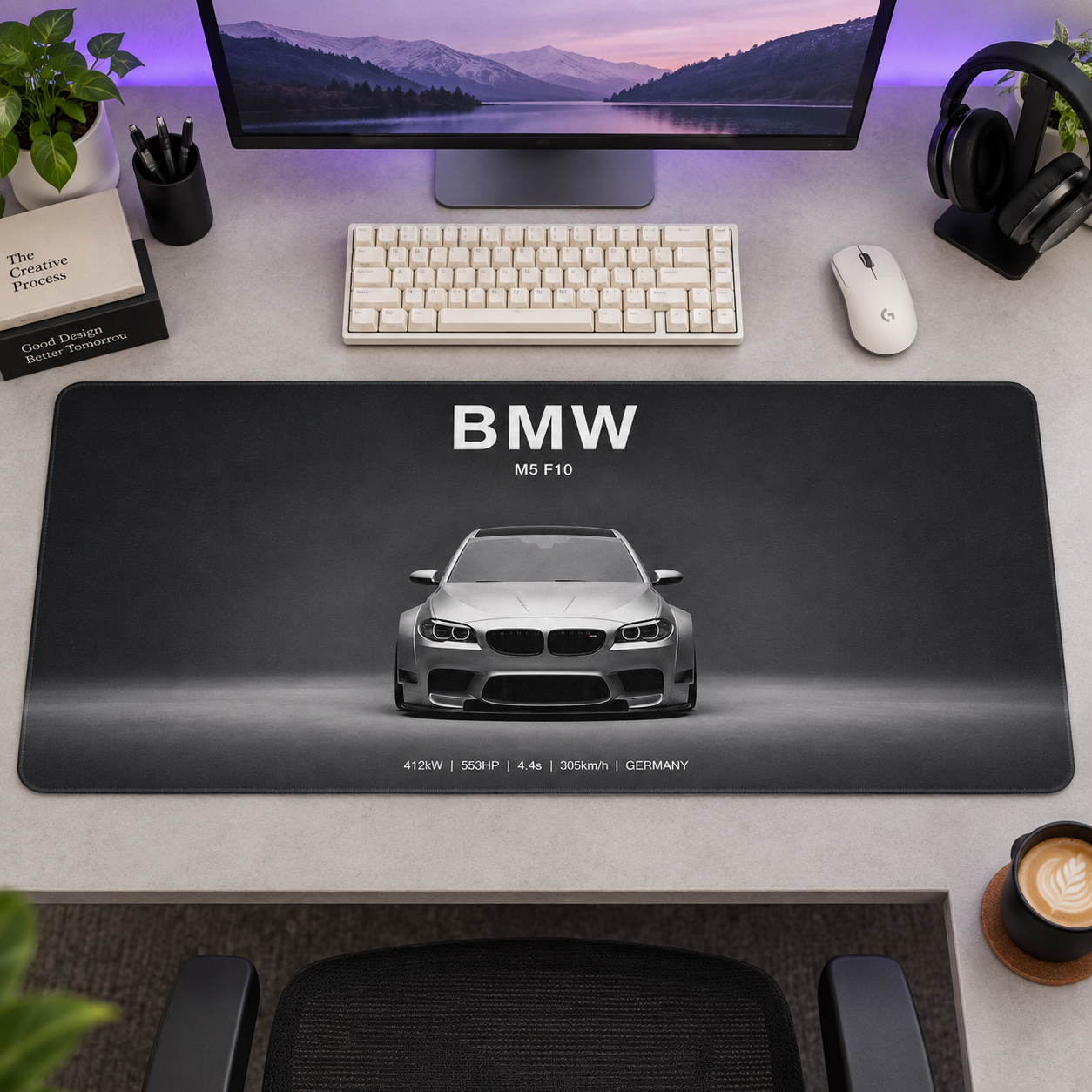 BMW Beyaz Ön Stüdyo Mouse Pad - Y1714