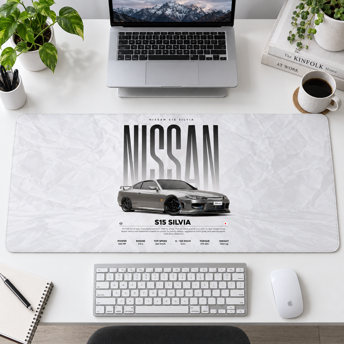 Nissan Silvia S15 Beyaz Teknik Afiş Mouse Pad - Y1718