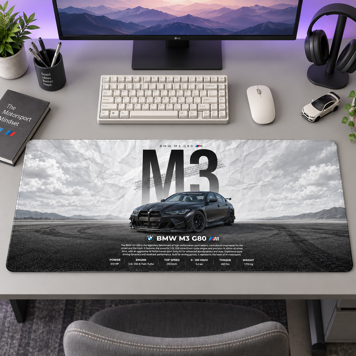 BMW M3 Bulutlu Beyaz Afiş Mouse Pad - Y1729