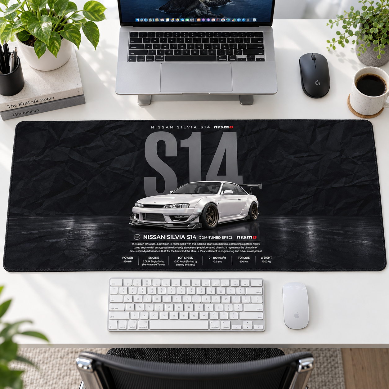 Nissan Silvia S14 Siyah Teknik Afiş Mouse Pad - Y1733