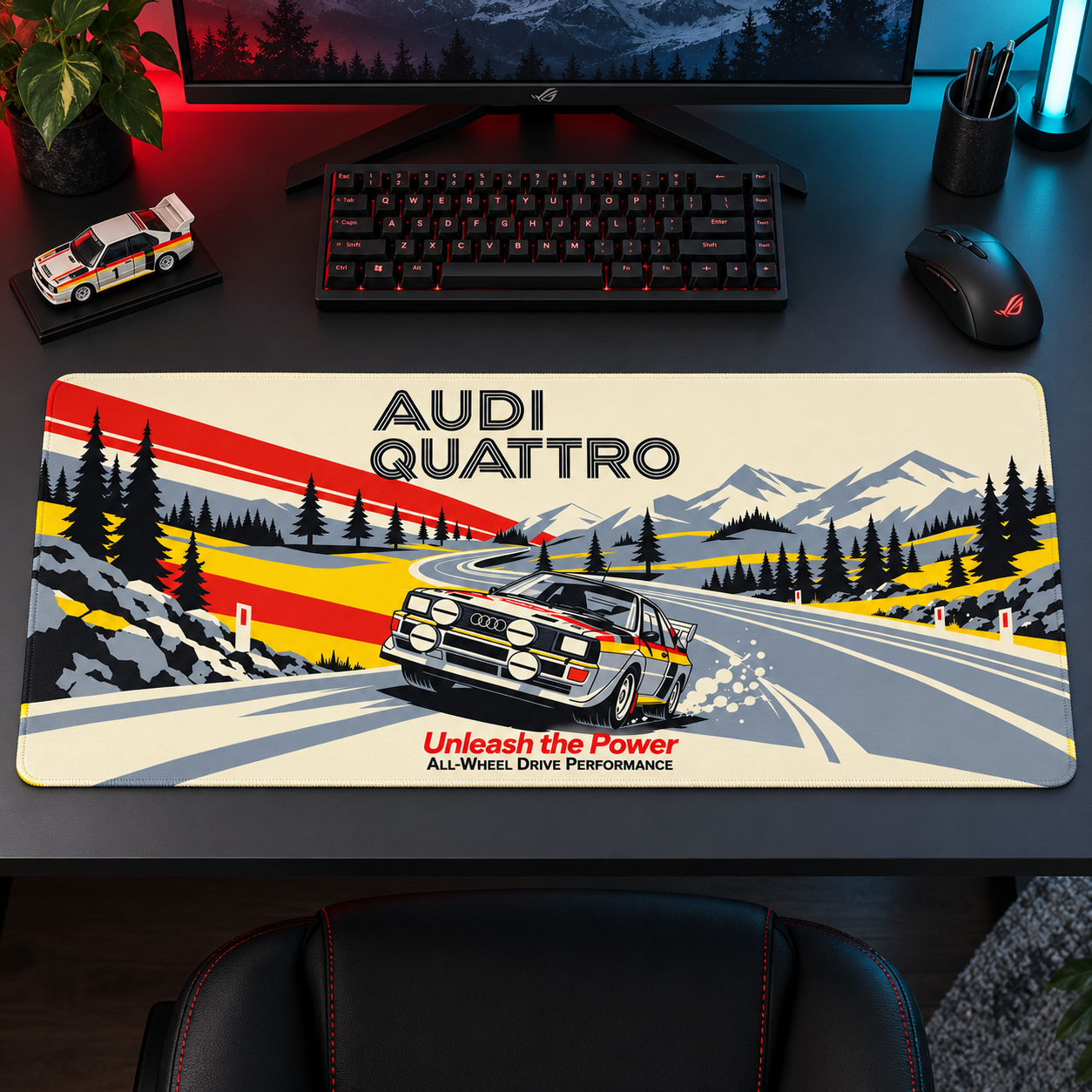 Audi Quattro Dağ Rallisi Çizimi Mouse Pad - Y1736