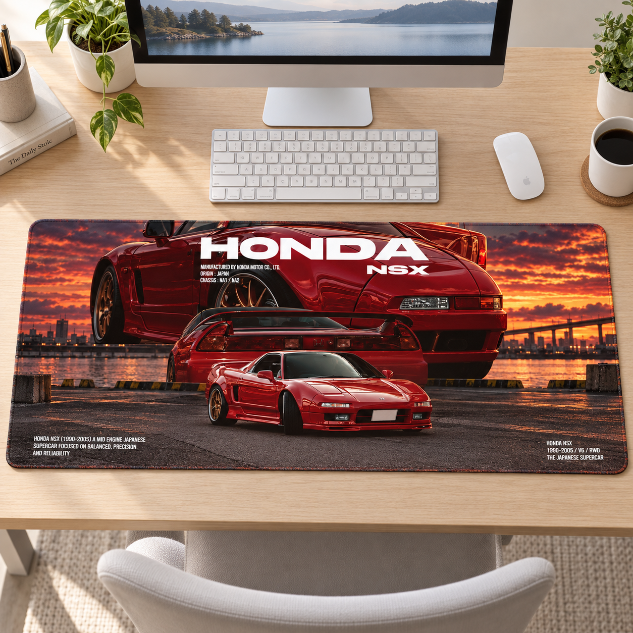 Honda NSX Kırmızı Gün Batımı Kolajı Mouse Pad - Y1740