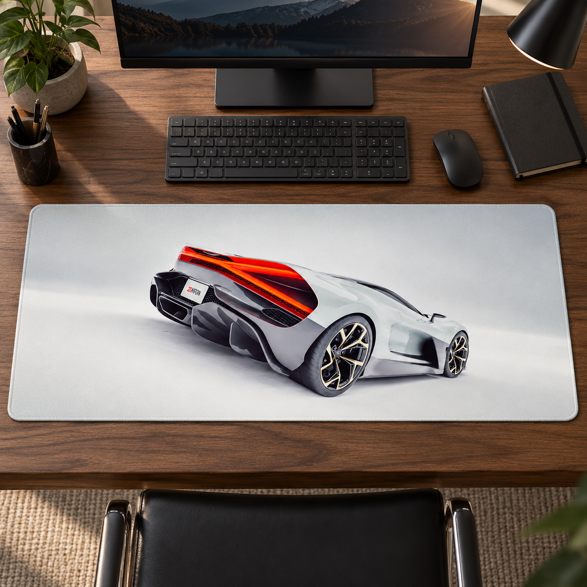 Fütüristik Beyaz Süper Otomobil Mouse Pad - Y1752