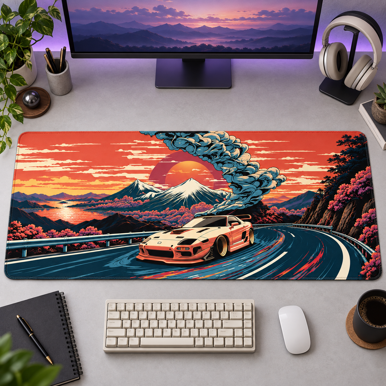 Japon Ejderhası ve Dağ Yolu Mouse Pad - Y1774