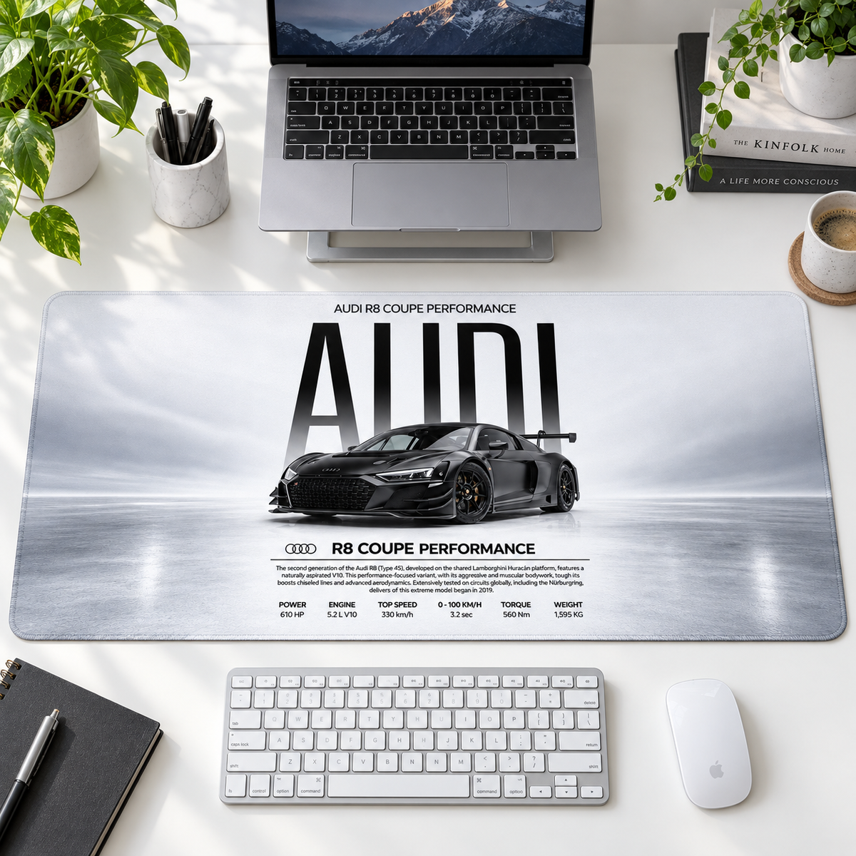 Audi Coupe Performance Beyaz Afiş Mouse Pad - Y1778