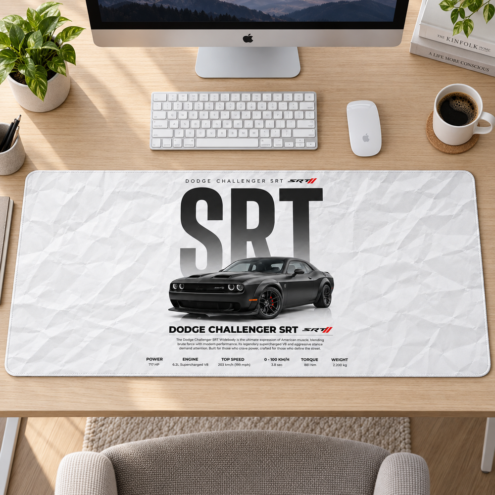 Dodge Challenger SRT Beyaz Afiş Mouse Pad - Y1780