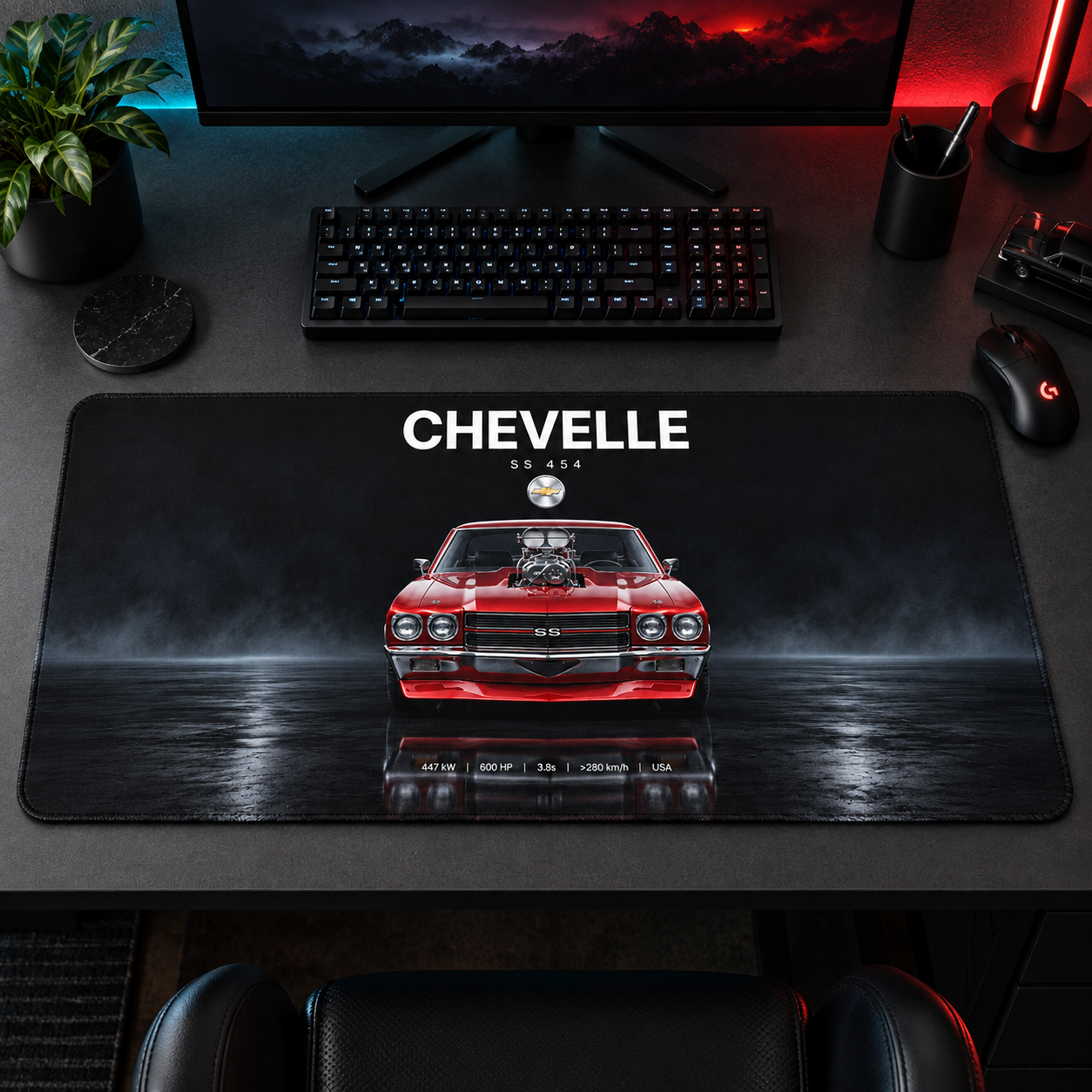 Chevelle Kırmızı Klasik Ön Görünüm Mouse Pad - Y1791