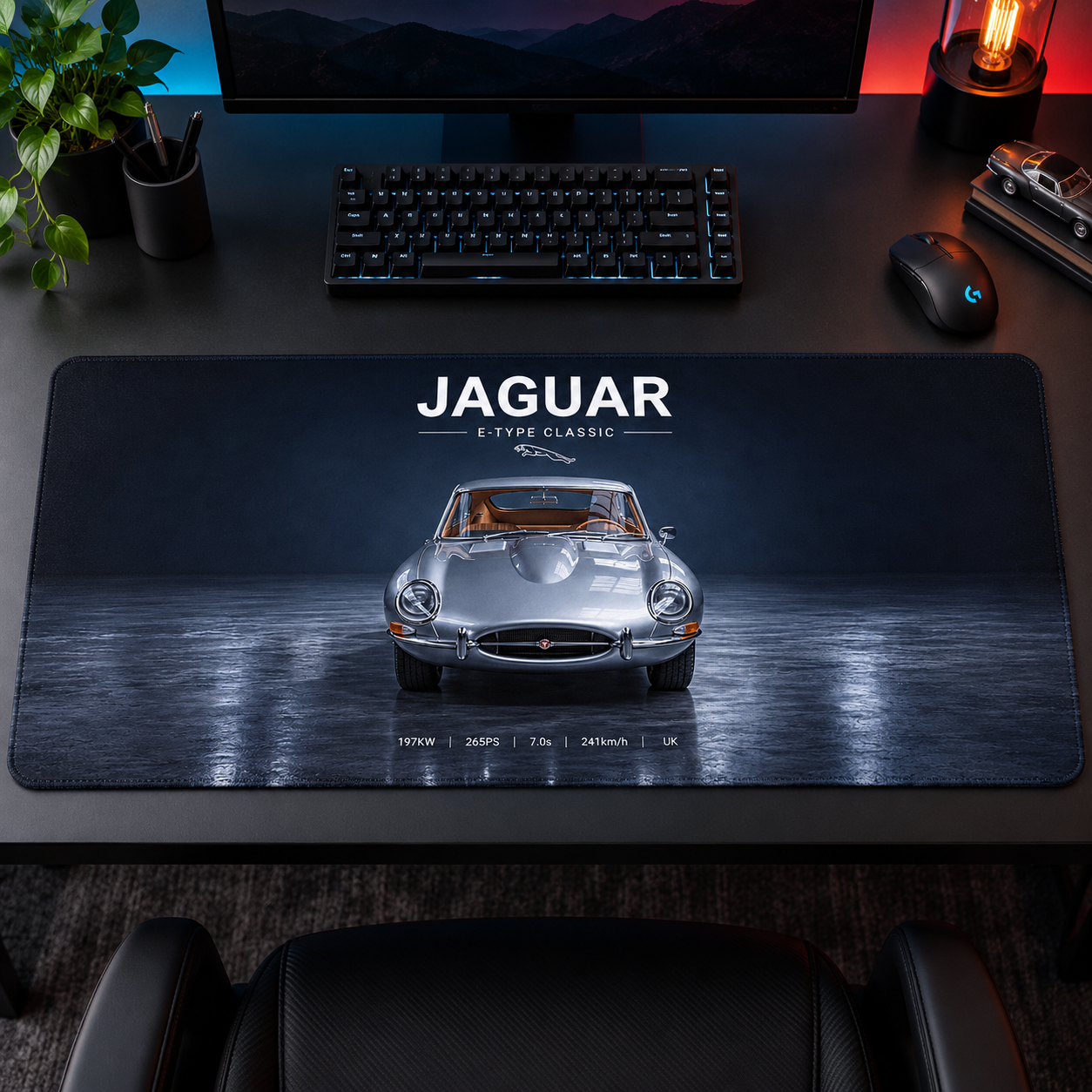 Jaguar Gri Stüdyo Yansıması Mouse Pad - Y1796