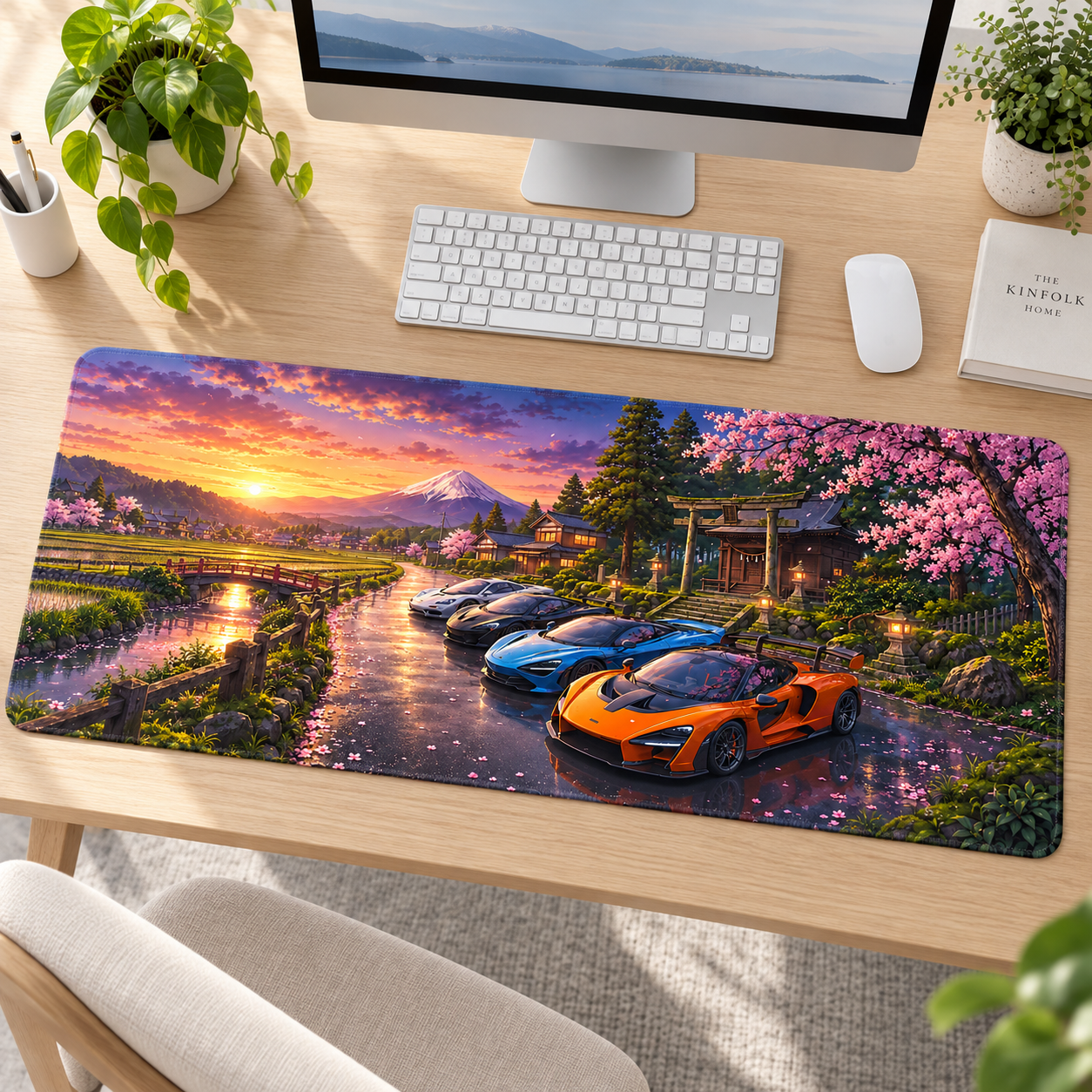 Sakura Gölünde Süper Otomobiller Mouse Pad - Y1805