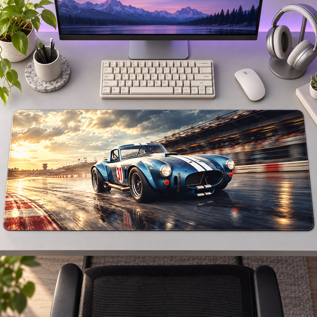 Klasik Roadster Gün Batımı Hızı Mouse Pad - Y1809