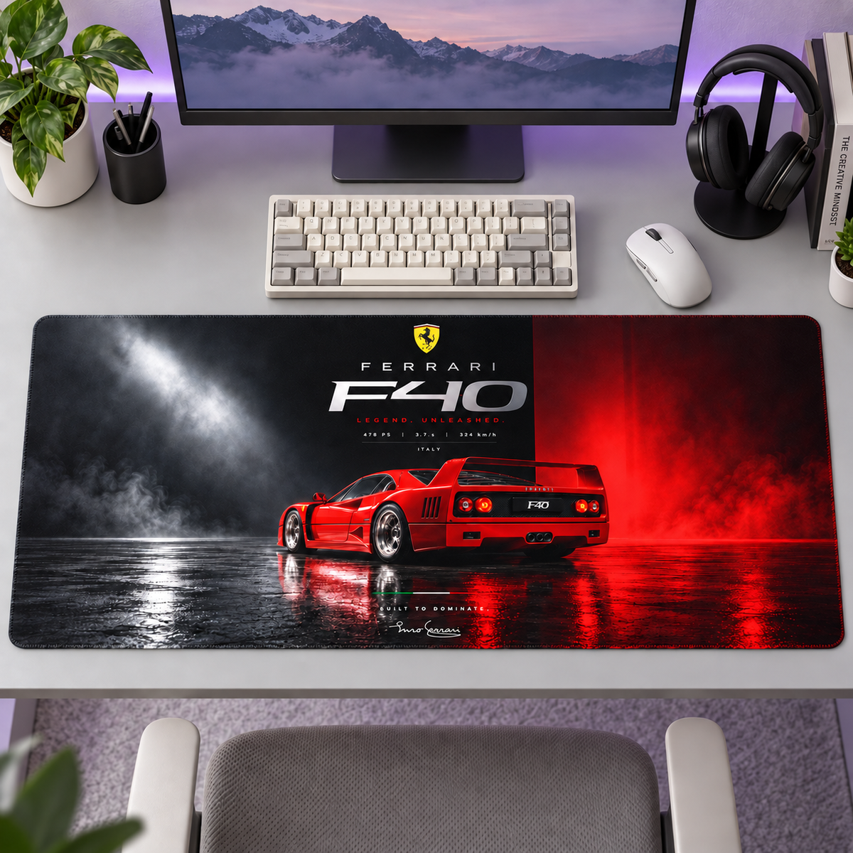 Ferrari F40 Kızıl Stüdyo Afişi Mouse Pad - Y1814