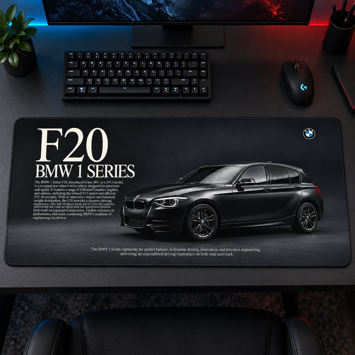 BMW F20 1 Serisi Siyah Teknik Afiş Mouse Pad - Y1821