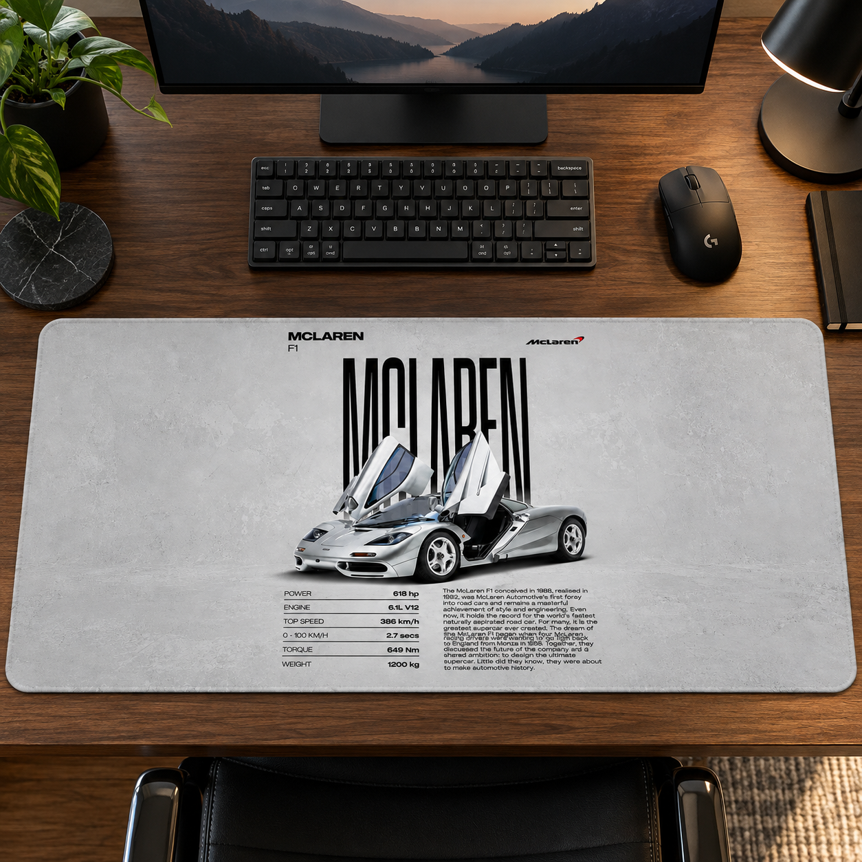 McLaren Açık Kapılar Beyaz Afiş Mouse Pad - Y1822