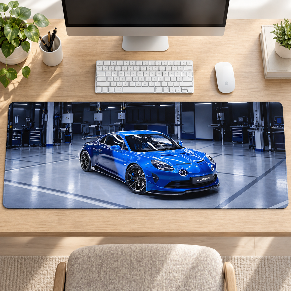 Mavi Spor Otomobil Aydınlık Garaj Mouse Pad - Y1830