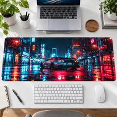 Mavi Kızıl Neon Gece Sürüşü Mouse Pad - Y1843
