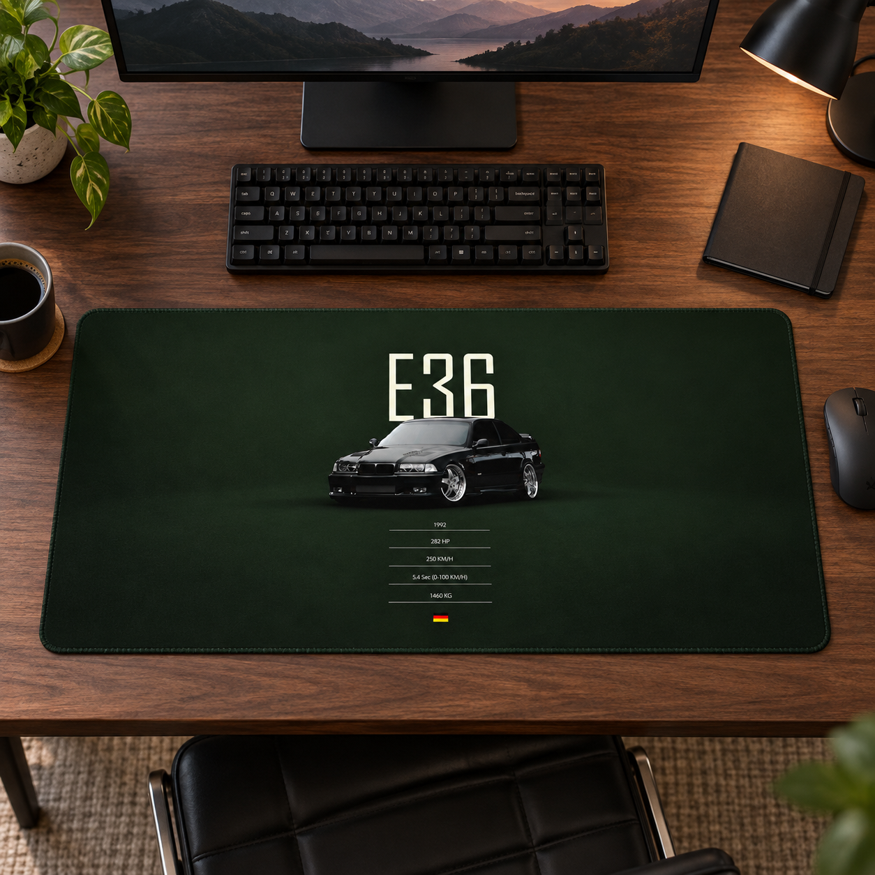 BMW E36 Yeşil Teknik Afiş Mouse Pad - Y1847