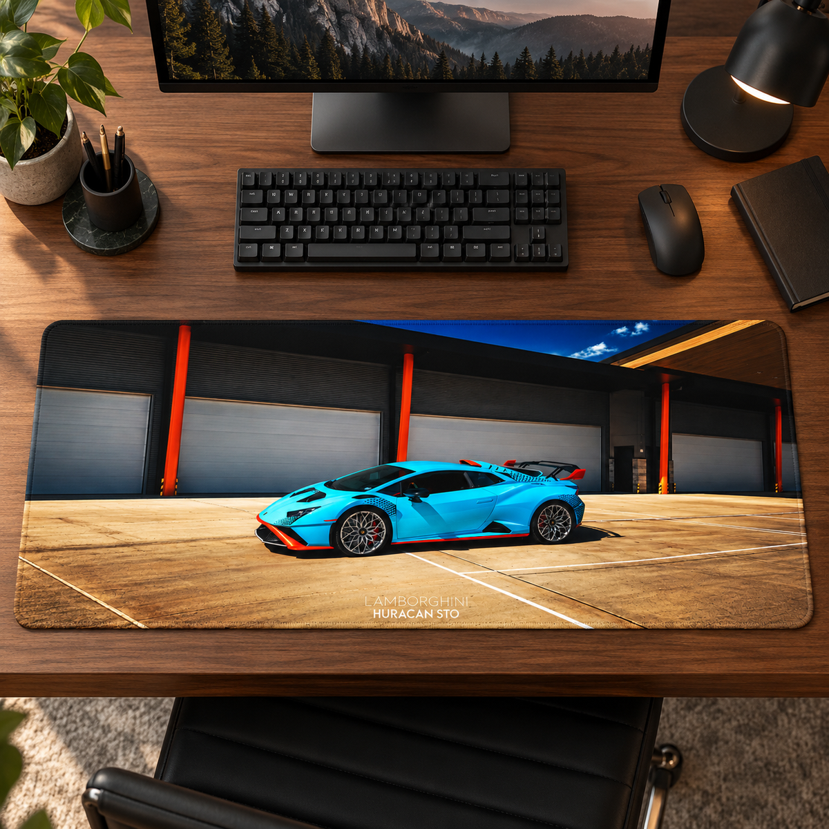Turkuaz Süper Otomobil Modern Garaj Mouse Pad - Y1852