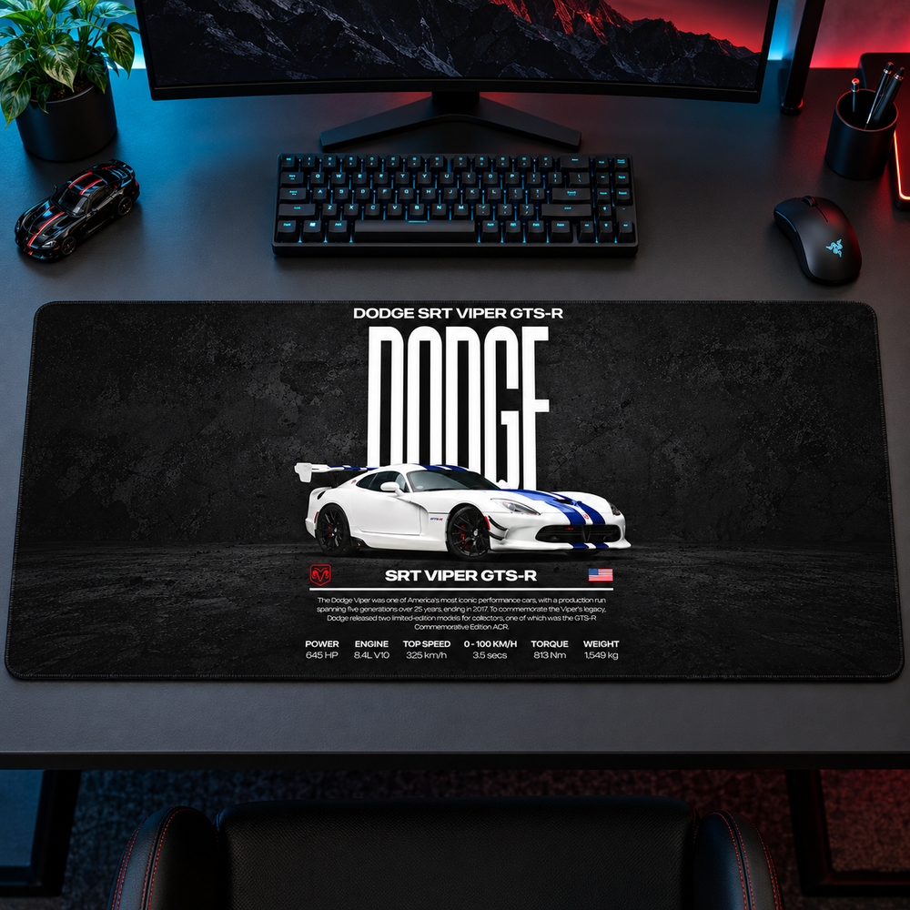 Dodge SRT Viper Beyaz Teknik Afiş Mouse Pad - Y1856