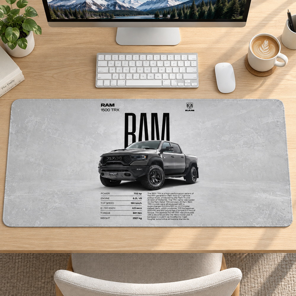 Dodge RAM Beyaz Teknik Afiş Mouse Pad - Y1860