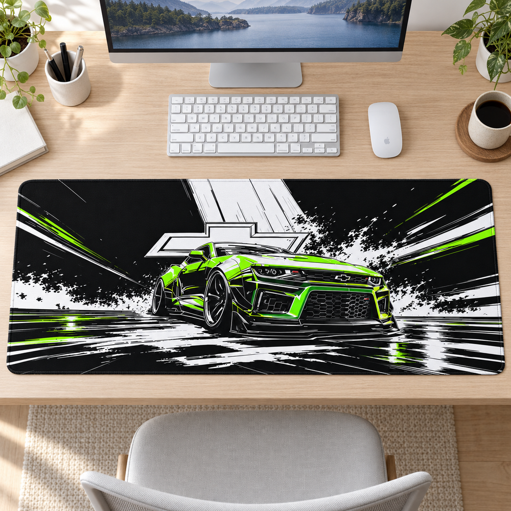 Yeşil Spor Otomobil Dinamik Çizim Mouse Pad - Y1865